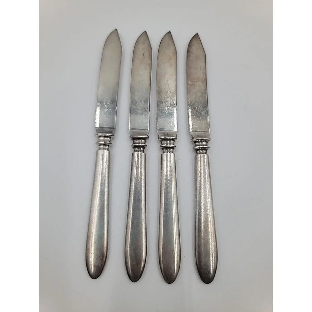 VTG 4pc 1847 Rogers Brothers Warranted Silverplate Pointed Knives Plain